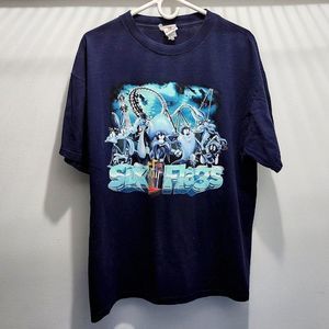 Looney Toons Six Flag 2001 Vintage Collaboration Shirt‎ Blue Rare Clean Size XL